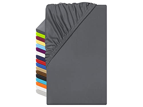 npluseins Microfaser Spannbettlaken – atmungsaktiv und Allergiker geeignet 1519.2192, 90-100 x 200 cm, anthrazit von npluseins