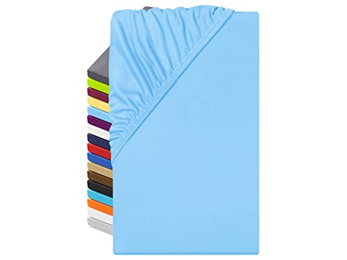 npluseins Microfaser Spannbettlaken – atmungsaktiv und Allergiker geeignet 1519.2192, 90-100 x 200 cm, hellblau von npluseins