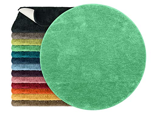 npluseins Mikrofaser Badteppich - viele Farben & Größen 800.1026, Mint, 110 cm rund von npluseins