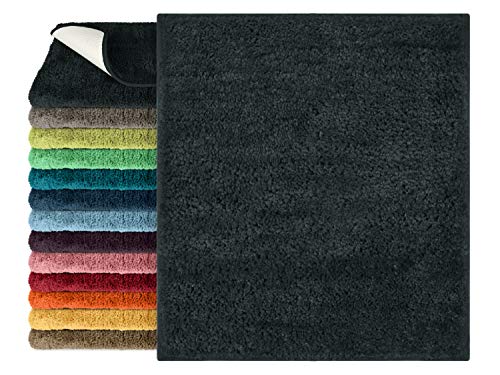 npluseins Mikrofaser Badteppich - viele Farben & Größen 800.1026, schwarz, 50 x 45 cm ohne Ausschnitt von npluseins