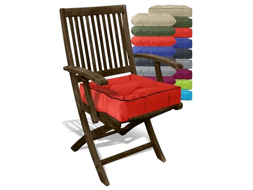 npluseins Outdoor Sitzkissen oder Boxkissen - wasserabweisend 1572.2264, Boxkissen (40 x 40 x 9 cm), rot von npluseins