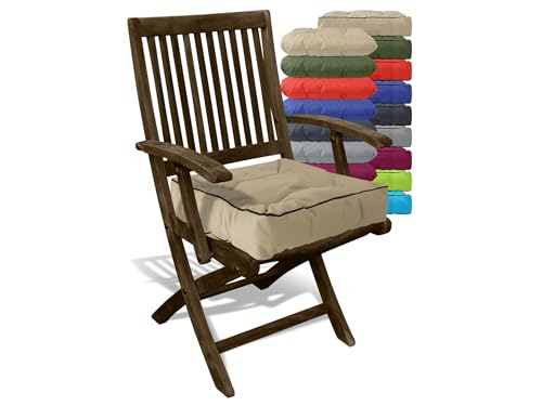 npluseins Outdoor Sitzkissen oder Boxkissen - wasserabweisend 1572.2264, Boxkissen (40 x 40 x 9 cm), beige von npluseins