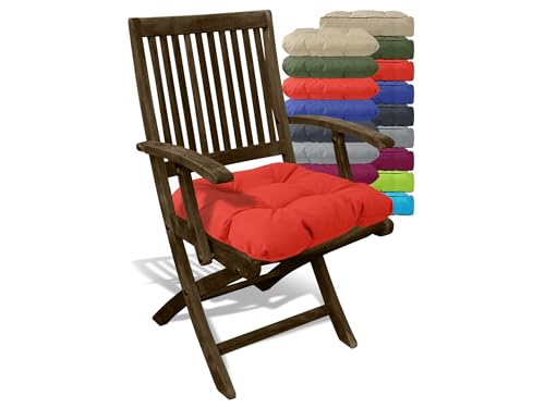 npluseins Outdoor Sitzkissen oder Boxkissen - wasserabweisend 1572.2264, Stuhlkissen (40 x 40 x 8 cm), rot von npluseins