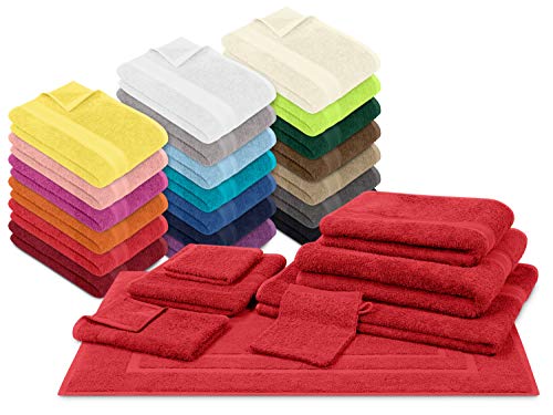 npluseins Packs zum Sparpreis - solide Frottiertücher - erhältlich in 20 modernen Farben und 8 verschiedenen Größen, 2er Pack Badetücher (100 x 150 cm), rot von npluseins