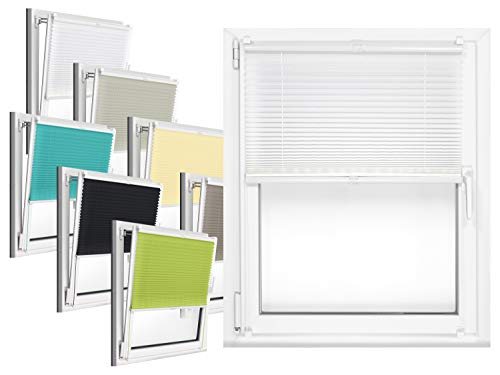 Plissee - vormontiert und mit Klemmfixierung am Fensterahmen - kinderleichte 3-Step Montage, ca. 50 x 130 cm, weiß von npluseins