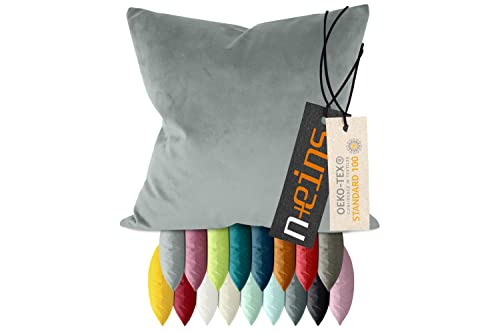npluseins Samtkissenhülle - einfarbiges Design - erhältlich in 17 modischen Farben und in 4 verschiedenen Größen, Silber, ca. 50 x 50 cm von npluseins