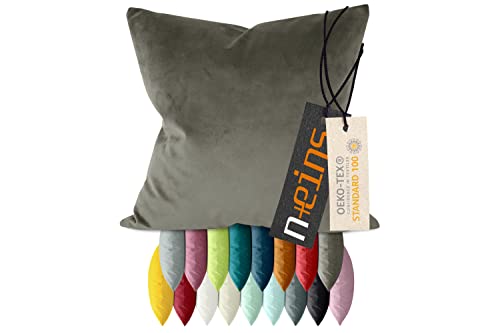 npluseins Samtkissenhülle - einfarbiges Design - erhältlich in 17 modischen Farben und in 4 verschiedenen Größen, Taupe, ca. 40 x 60 cm von npluseins