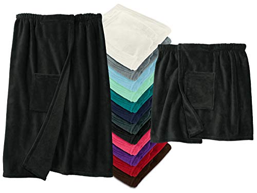 npluseins Sauna Kilt mit Klettverschluss - Damen und Herren - Kuschel Fleece 777.991, Damen S/M, schwarz von npluseins