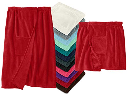 npluseins Sauna Kilt mit Klettverschluss - Damen und Herren - Kuschel Fleece 777.991, Herren L/XL, Bordeaux von npluseins