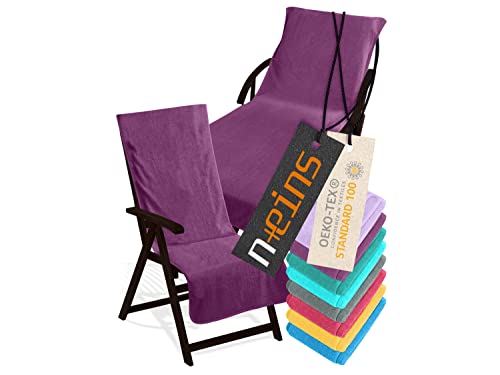 npluseins Schonbezug für Gartenliege oder Gartenstuhl - Frottee 1593.2317, Stuhl 60 x 130 cm, Beere von npluseins