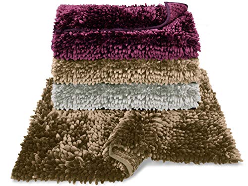 npluseins Shaggy Shine Supersoft - Chenille Badteppich - erhältlich in 3 Farben und in 2 Größen, ca. 50 x 70 cm, Taupe von npluseins