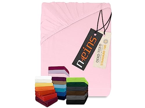 npluseins klassisches Jersey Spannbetttuch - vielen Farben + Größen - 100% Baumwolle 159.192, 90-100 x 200 cm, rosa von npluseins