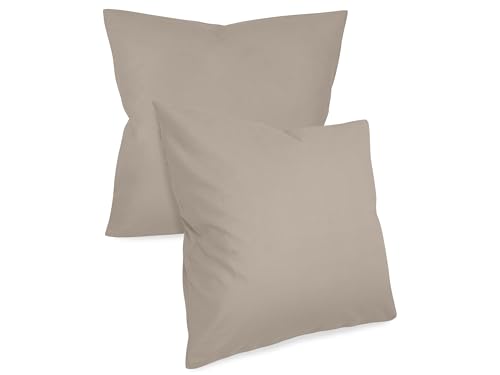 npluseins unifarbene Kissenbezüge im Doppelpack und dezentem Design 1154.1498, ca. 80 x 80 cm, beige von npluseins
