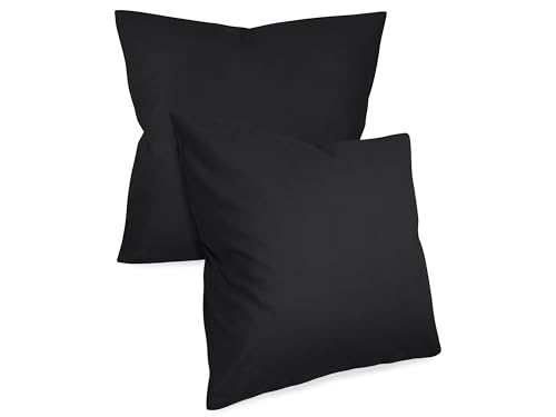 npluseins unifarbene Kissenbezüge im Doppelpack und dezentem Design 1154.1498, ca. 80 x 80 cm, schwarz von npluseins