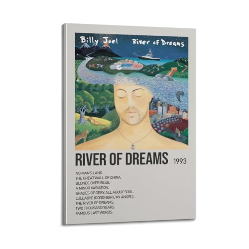 nshdahns Billy Joel Poster "River Of Dreams" von Billy Joel, Vintage-Kunst, Raumdekoration, ästhetisches Schlafzimmer-Poster für Schlafzimmer, 50 x 75 cm, Rahmenstil nshdahns Billy Joel Poster "River Of Dreams" von Billy Joel, Vintage-Kunst, Raumdekoration, ästhetisches Schlafzimmer-Poster für Schlafzimmer, 50 x 75 cm, Rahmenstil von nshdahns