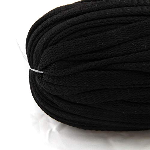 nts Nähtechnik 50m Flachkordel aus Polyester ohne Kern 8mm breit (Schwarz) von nts Nähtechnik