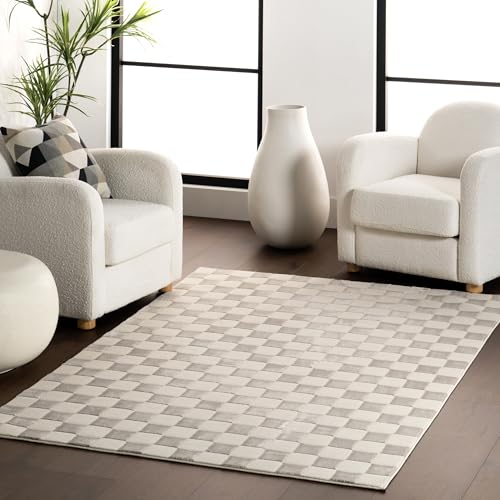 Nuloom Alaiya kariert, 90 x 150 cm, maschinenwaschbar, für Wohnzimmer, Schlafzimmer, Esszimmer, cremefarben von nuLOOM