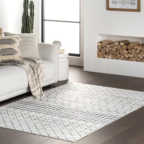 Nuloom EMI Trellis Teppichläufer für Wohnzimmer, Schlafzimmer, Esszimmer, Eingangsbereich, Flur, maschinenwaschbar, 60 x 30 cm, Grau Nuloom EMI Trellis Teppichläufer für Wohnzimmer, Schlafzimmer, Esszimmer, Eingangsbereich, Flur, maschinenwaschbar, 60 x 30 cm, Grau von nuLOOM