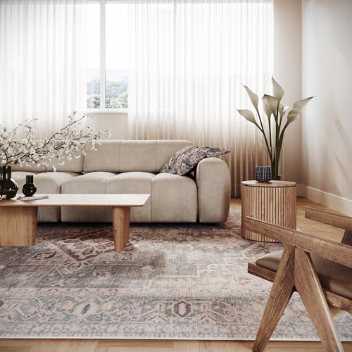 Nuloom Sereia Medallion Teppich, maschinenwaschbar, für Wohnzimmer, Schlafzimmer, Esszimmer, 1,8 x 2,9 m, Grau von nuLOOM