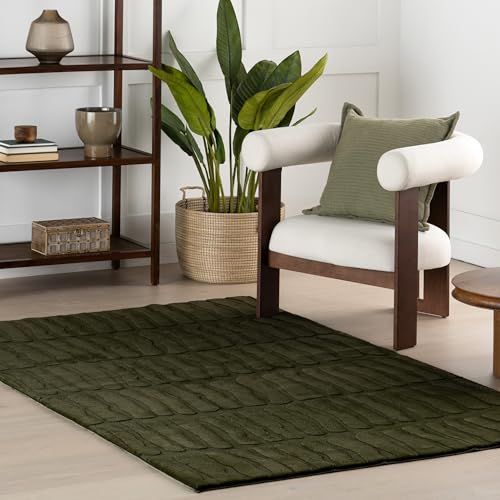 Nuloom Tavina Solid Teppich, maschinenwaschbar, für Wohnzimmer, Schlafzimmer, Esszimmer, 2,4 x 3,4 m, Grün von nuLOOM