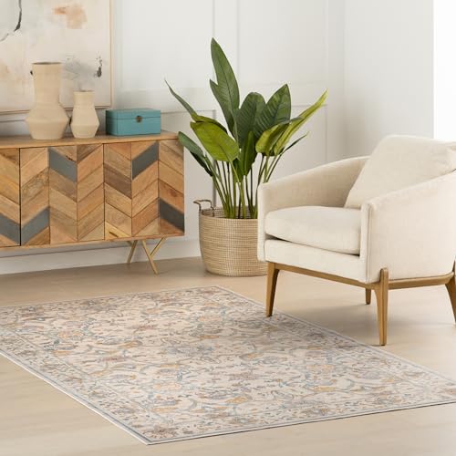 Nuloom Veliora Teppich mit Blumenmuster und Paisleymuster, maschinenwaschbar, für Wohnzimmer, Schlafzimmer, Esszimmer, 150 x 200 cm, Beige von nuLOOM