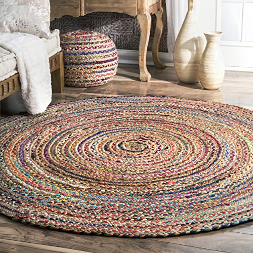 nuLOOM Aleen Braided Cotton/Jute Teppich, Multi, 183 cm Round von nuLOOM