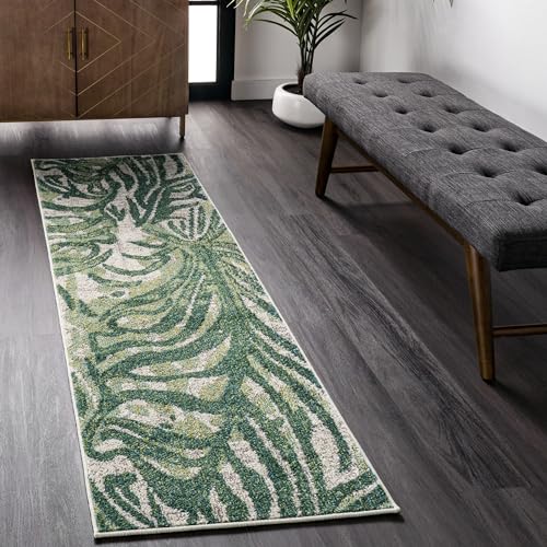 nuLOOM Cali Floral Teppichläufer für Wohnzimmer, Schlafzimmer, Esszimmer, Eingangsbereich, Flur, Küche, Grün/Elfenbein von nuLOOM