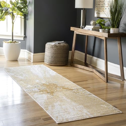 nuLOOM Cyn Abstrakter Läufer Teppich, 60 x 180 cm, Gold von nuLOOM