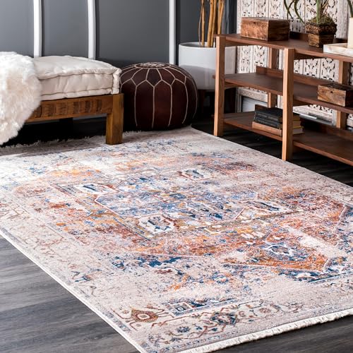 nuLOOM Vintage Harriet Medallion Fransenteppich, 90 x 150 cm, elfenbeinfarben von nuLOOM