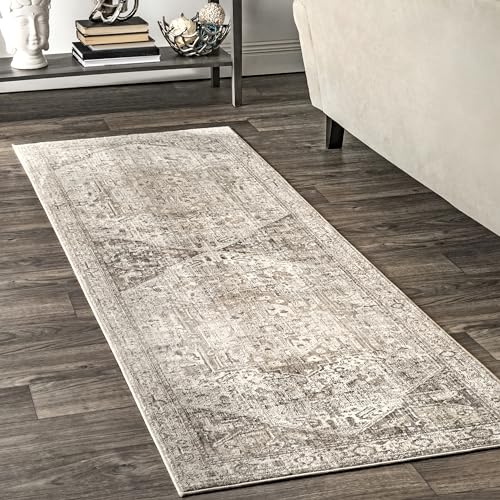 nuLOOM Harriet Vintage-Medaillon-Teppich, 5 x 20 cm, traditionell, neutral/beige, Teppiche für Wohnzimmer, Schlafzimmer, Esszimmer, Eingangsbereich, Flur, Küche von nuLOOM