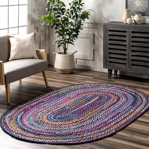 nuLOOM MGNM04A Vorleger Modern 5' x 8' Oval blau von nuLOOM