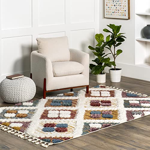 nuLOOM Rhylan marokkanischer Teppich mit Quasten, 0,9 x 1,5 m, Beige von nuLOOM