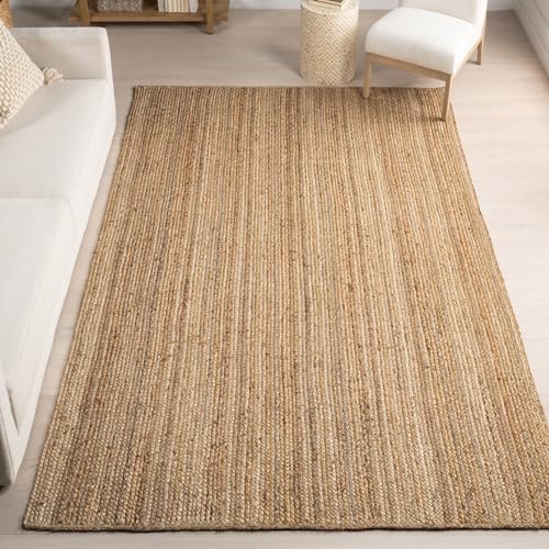 nuLOOM Rigo Handgewebter Bauernteppich aus Jute, 122 cm x 183 cm, Natur von nuLOOM