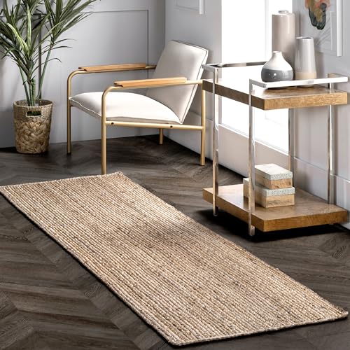 nuLOOM Rigo Handgewebter Bauernhof Jute Läufer Teppich, 60 x 200 cm, Natur von nuLOOM