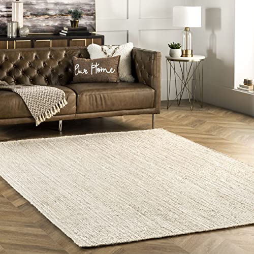 nuLOOM Rigo Handgewebter Jute-Teppich, 180 cm x 270 cm, wollweiß von nuLOOM