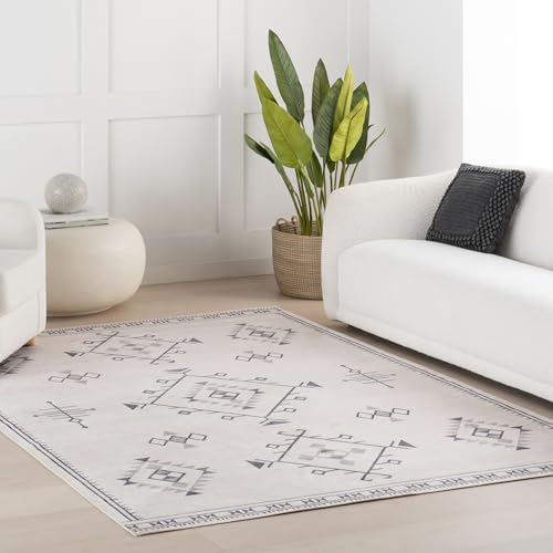 nuLOOM Shenai Medallion Teppich, maschinenwaschbar, für Wohnzimmer, Schlafzimmer, Esszimmer, 1,2 x 1,8 m, cremefarben von nuLOOM