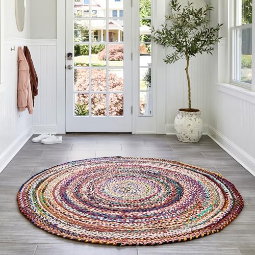 nuLOOM Tammara Hand Braided Teppich, Baumwolle, Multi, 183 cm Round von nuLOOM