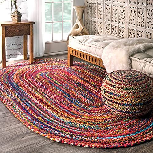 nuLOOM Tammara Handgeflochten Teppich, 90 cm x 150 cm, mehrfarbig, oval von nuLOOM