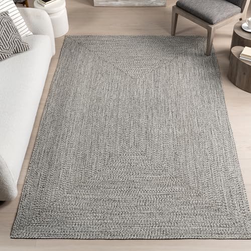 nuLOOM Teppich für drinnen und draußen, geflochten Modern 2' 6" x 12' hellgrau von nuLOOM