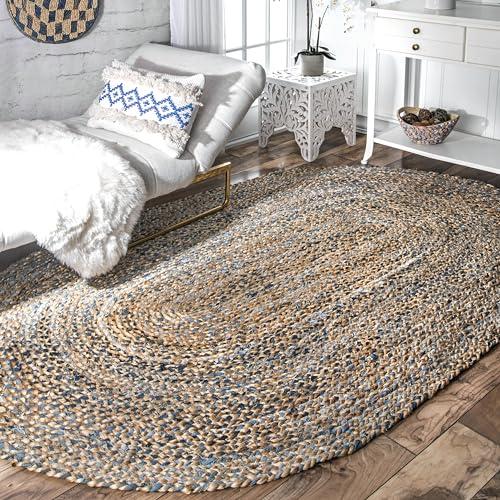 nuLOOM Teppiche, blau, 150 x 240 cm, oval von nuLOOM