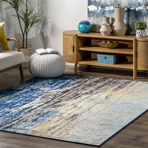 nuLOOM Waterfall Vintage Abstract Teppich, Blau, 152 cm x 243.8 cm von nuLOOM