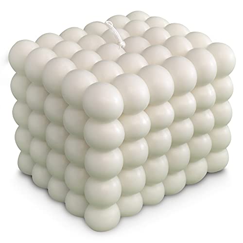 nudu - Bubble Kerze - Deko Kerze aus natürlichem Bienenwachs - Sojawachs - Handmade - aesthetic room decor - nachhaltig - Candle - big - Weiß/Creme von nudu