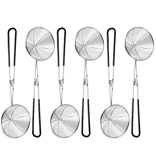 Fondue Sieb Set Edelstahl Siebchen Set Edelstahl Küchensieb mit Griffen Schaumlöffel Abseihlöffel Fondue-Sieb Siebchen Fondue Zubehör Sieblöffel für Fondueparties Spaghetti Fonduehelfer Gemüse-6 Stück von nuluxi