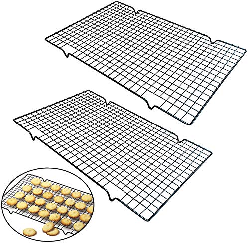 Nuluxi Auskühlgitter Edelstahl Grillrost Eckig Metall Kuchenauskühler Backen Grillen Kühlen Auskühlen Tortenkühler Kuchengitter Abkühlgitter Geeignet für Braten Backen Grillen Kühlen Auskühlen-2 Stück von nuluxi