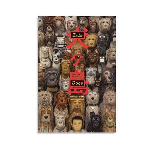 Isle of Dogs Anime-Poster für Zimmer, ästhetisch, 4 Leinwand-Kunstdrucke, Poster, Foto, Bild, Gemälde, Poster, Raumdekoration, 30 x 45 cm von nuochen