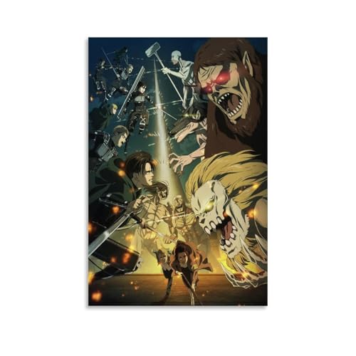 nuomesc Attack on Titan Confrontation Anime Poster Wandkunst Bilddruck Moderne Familienzimmer Dekor 24x36inch(60x90cm) von nuomesc