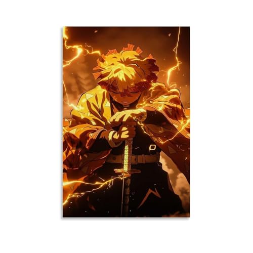 nuomesc Demon Slayer Agatsuma Zenitsu Character Poster Poster Dekorative Malerei Leinwand Wandkunst Wohnzimmer Poster Schlafzimmer Malerei 24x36inch(60x90cm) von nuomesc