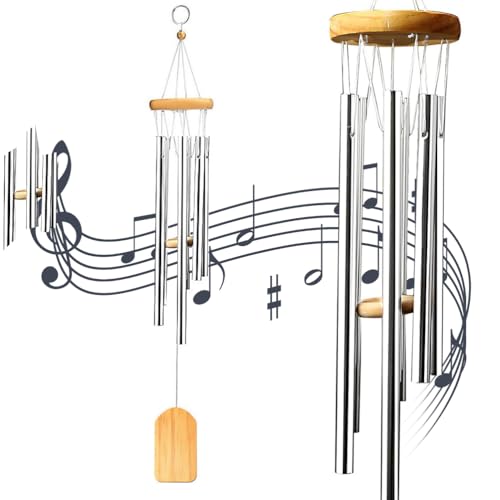 Windspiele, Chimes Metall Wind Chimes Klangspiel 6 Rohre Draußen Windspiele Draußen Heimdekoration Geschenke(Holzfarbe) von nuoshen