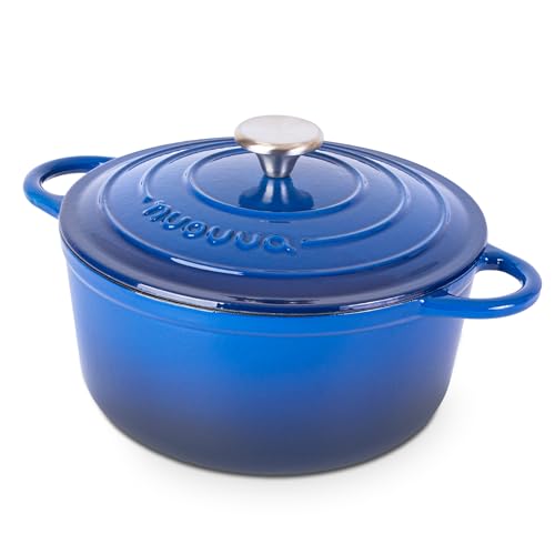 Gusseisentopf mit Deckel – antihaftbeschichteter, ofenfester, emaillierter Schmortopf – robustes Dutch Oven-Kochgeschirr – Orange, 4,7 l, 24 cm – von Nuovva von nuovva