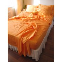 Twin Queen Super-Kingsize-Bettlaken-Sets - 2 Kissenbezüge Ausgestattet Und Flaches Blatt Tröster Bettdecke Orange Gold Weiß Grau von nurdanceyiz